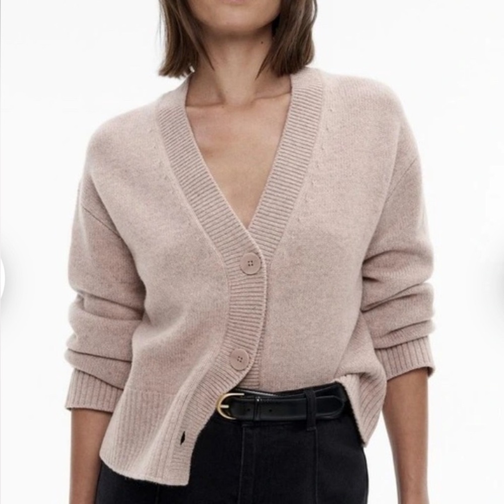 Co Essentials Cozy Tan Cashmere Cardigan Sweater